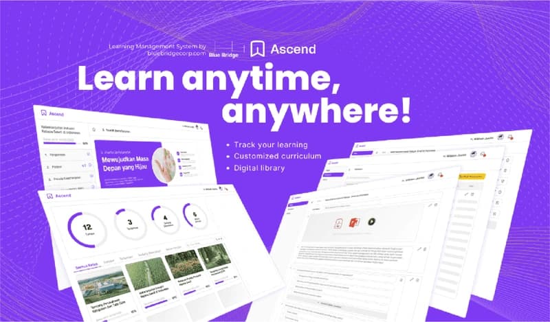 Ascend Learning Management System by Blue Bridge – track learning progress, customize curriculum, and access a digital library platform.